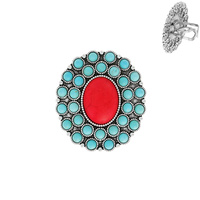 WESTERN FLOWER TURQUOISE CUFF RING