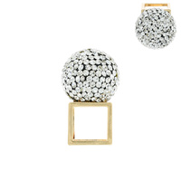 SQUARE RING WITH LARGE RHINESTONE BALL