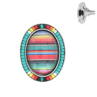 WESTERN LEOPARD CHEETAH OVAL WITH SERAPE SEED BEAD EDGE CUFF RING