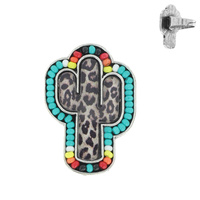 WESTERN LEOPARD CHEETAH CACTUS WITH SERAPE SEED BEAD EDGE CUFF RING