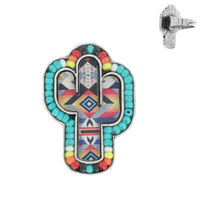 WESTERN NATIVE AMERICAN AZTEC CACTUS WITH SERAPE SEED BEAD EDGE CUFF RING