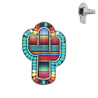 WESTERN SERAPE STRIPE CACTUS WITH SERAPE SEED BEAD EDGE CUFF RING