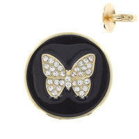 RHINESTONE PAVE ENAMEL BUTTERFLY STRETCH RING