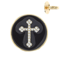 RHINESTONE PAVE ENAMEL CROSS STRETCH RING