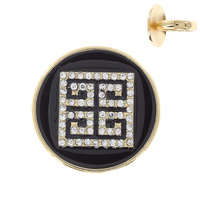 RHINESTONE PAVE ENAMEL GREEK KEY SQUARE  STRETCH RING