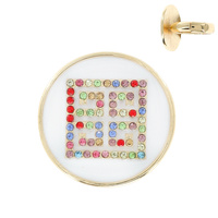 RHINESTONE PAVE ENAMEL GREEK KEY SQUARE  STRETCH RING