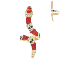ENAMEL RHINESTONE PAVE SNAKE DESIGN WRAP CUFF RING