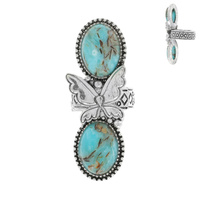 NAVAJO BUTTERFLY TURQUOISE SEMI STONE STRETCH RING