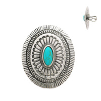 VINTAGE WESTERN CONCHO TURQUOISE SEMI STONE ADJUSTABLE CUFF RING