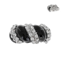 CHUNKY CRYSTAL RHINESTONE PAVE ENAMEL COATED TWIST BAND STRETCH RING