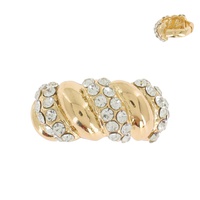 CHUNKY CRYSTAL RHINESTONE PAVE TWIST BAND STRETCH RING