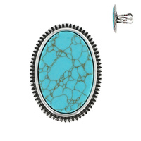 TURQUOISE SEMI STONE OVAL ADJUSTABLE WESTERN RING