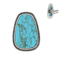 WESTERN LARGE SYNTHETIC TURQUOISE SEMI STONE ADJUSTABLE CUFF RING