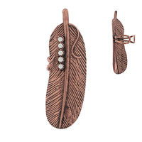 WESTERN SYNTHETIC SEMI STONE ADJUSTABLE FEATHER CUFF RING