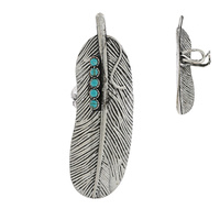 WESTERN SYNTHETIC SEMI STONE ADJUSTABLE FEATHER CUFF RING