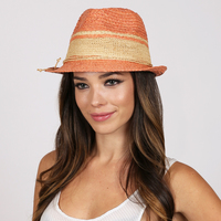 Sewn Braid Raffia Fedora With Trim Raf1356Ph