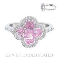 GOLD PLATED CZ QUATREFOIL GEMSTONE CUFF RING