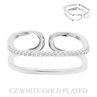 GOLD PLATED CUBIC ZIRCONIA DOUBLE BAND CUFF RING