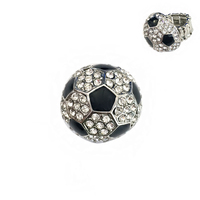 Stone Encrusted Soccer Ball Stretch Ring