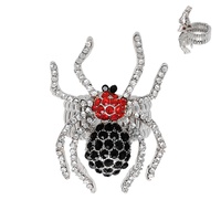 CRYSTAL RHINESTONE SPIDER STRETCH COCKTAIL RING