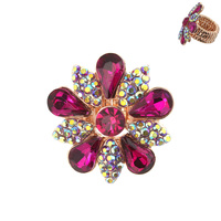 STRETCH FLOWER RHINESTONE RING