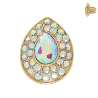 CRYSTAL RHINESTONE TEARDROP HALO STRETCH RING