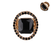 Large Square Gem Inside Stone Ring Stretch Ring