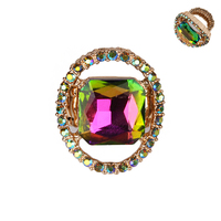 Large Square Gem Inside Stone Ring Stretch Ring