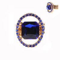 Large Square Gem Inside Stone Ring Stretch Ring Rq1620Gry