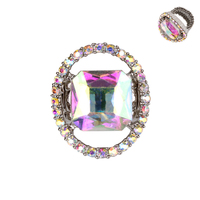 Large Square Gem Inside Stone Ring Stretch Ring