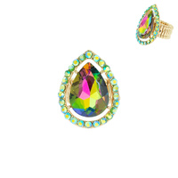 TEARDROP PAVE STONE STRETCH RING