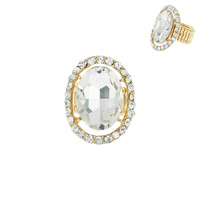 OVAL RHINESTONE STRETCH RING