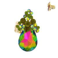 TEARDROP CRYSTAL COCKTAIL STRETCH RING