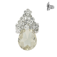 TEARDROP CRYSTAL COCKTAIL STRETCH RING