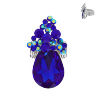 TEARDROP CRYSTAL COCKTAIL STRETCH RING