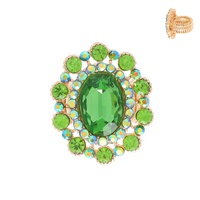 OVAL CRYSTAL SUNBURST DOUBLE HALO STRETCH RING