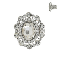OVAL CRYSTAL SUNBURST DOUBLE HALO STRETCH RING