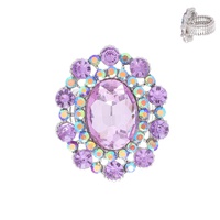 OVAL CRYSTAL SUNBURST DOUBLE HALO STRETCH RING