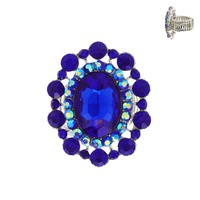 OVAL CRYSTAL SUNBURST DOUBLE HALO STRETCH RING