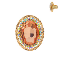 OVAL CRYSTAL DOUBLE HALO STRETCH RING