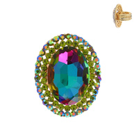 OVAL CRYSTAL DOUBLE HALO STRETCH RING