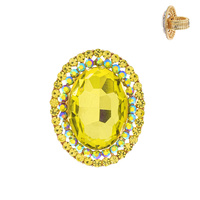 OVAL CRYSTAL DOUBLE HALO STRETCH RING