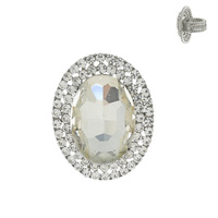 OVAL CRYSTAL DOUBLE HALO STRETCH RING