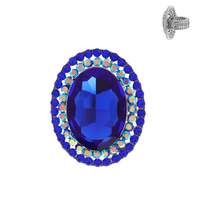 OVAL CRYSTAL DOUBLE HALO STRETCH RING