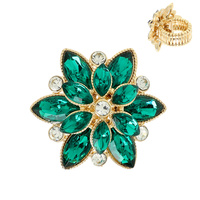 FLORAL CRYSTAL GEMSTONE COCKTAIL STRETCH RING