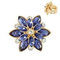 FLORAL CRYSTAL GEMSTONE COCKTAIL STRETCH RING