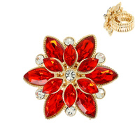 FLORAL CRYSTAL GEMSTONE COCKTAIL STRETCH RING