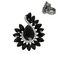 FLORAL BURST CRYSTAL COCKTAIL STRETCH RING