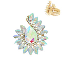 FLORAL BURST CRYSTAL COCKTAIL STRETCH RING