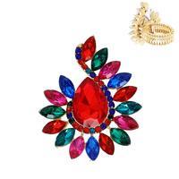 FLORAL BURST CRYSTAL COCKTAIL STRETCH RING